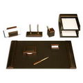 Walnut 10 Piece Wood & Leather Desk Set